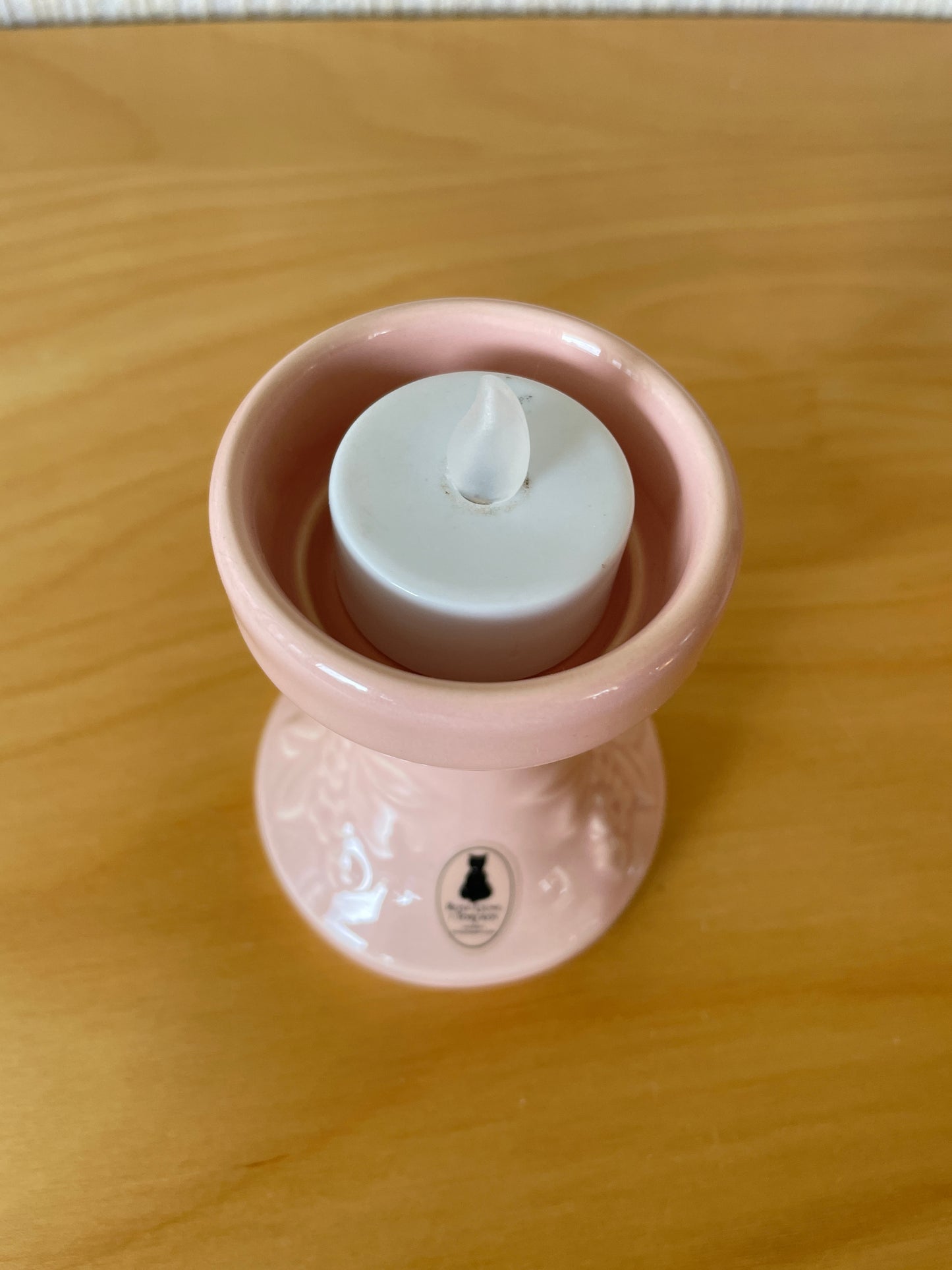 DECO/Rosa Ljung/Pastel pink floral pattern/Dove & candlestick set