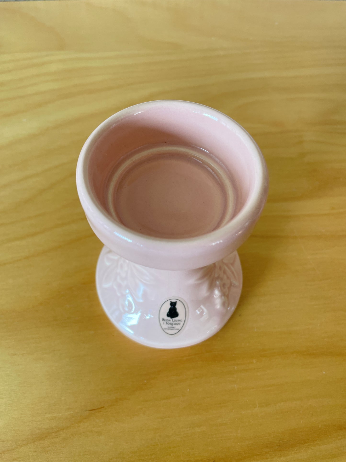 DECO/Rosa Ljung/Pastel pink floral pattern/Dove & candlestick set