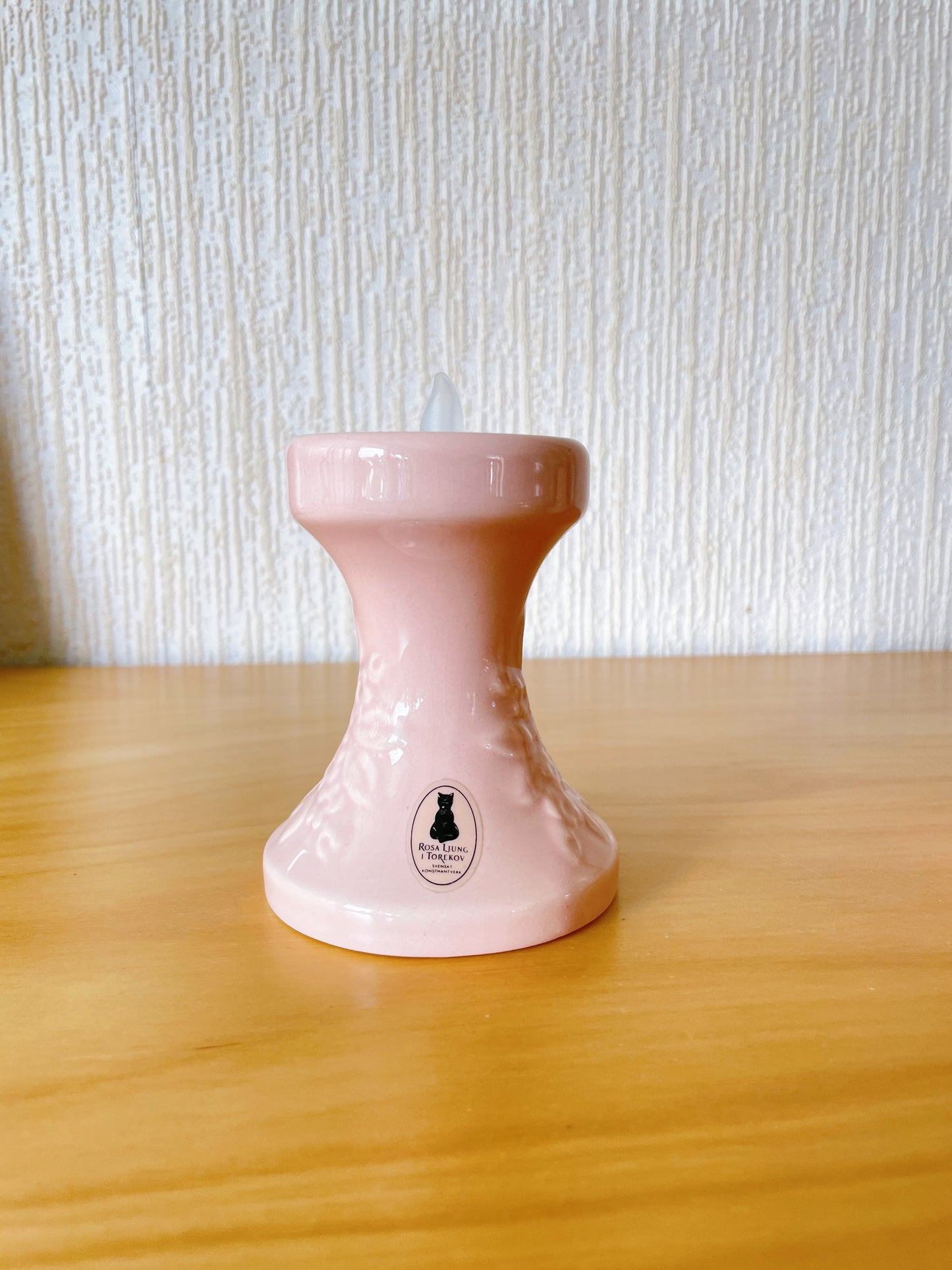 DECO/Rosa Ljung/Pastel pink floral pattern/Dove & candlestick set