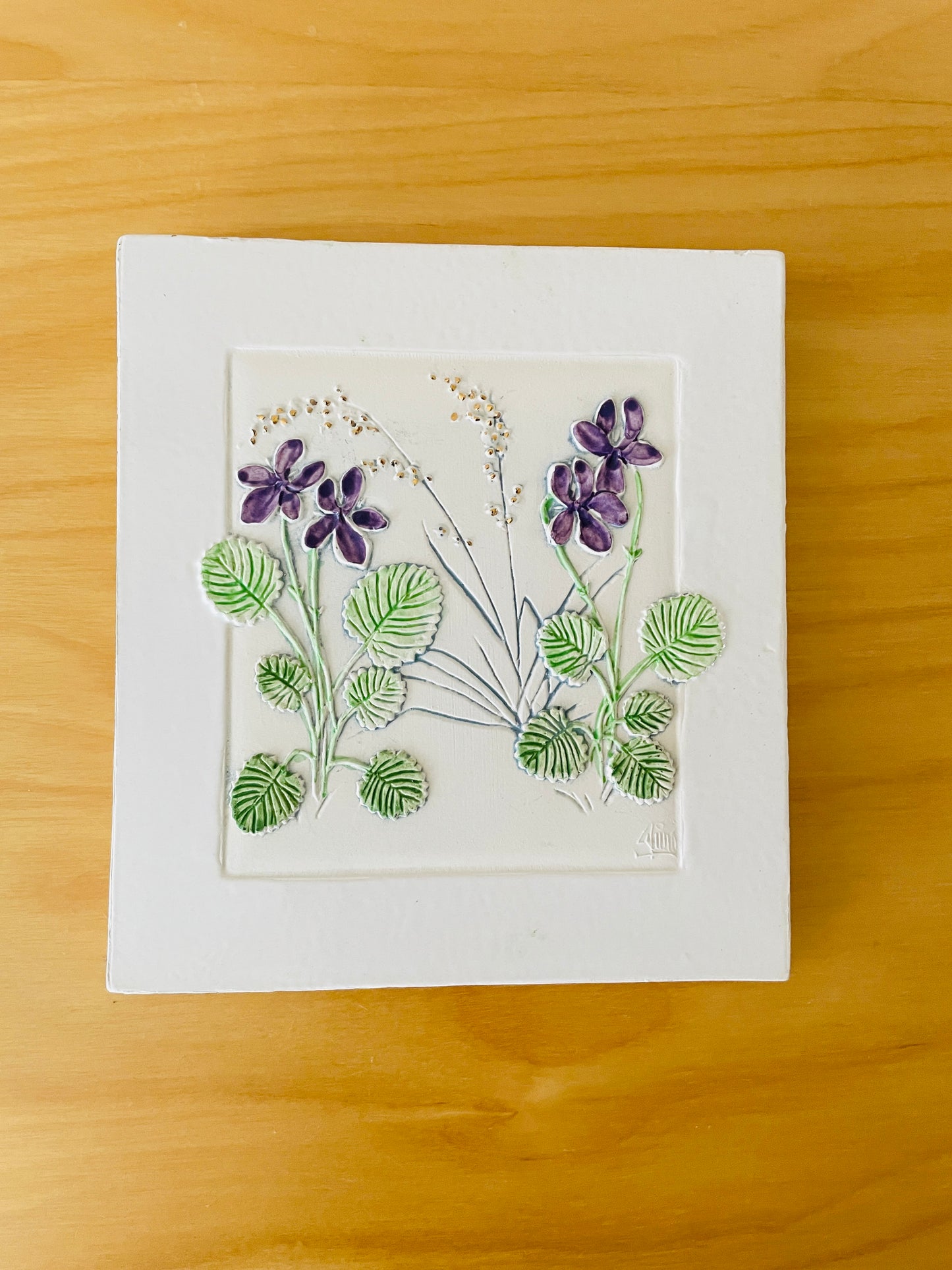 Jie Gantofta/Ji.Gantofta/Ceramic Plaque/Viola Flowers/
