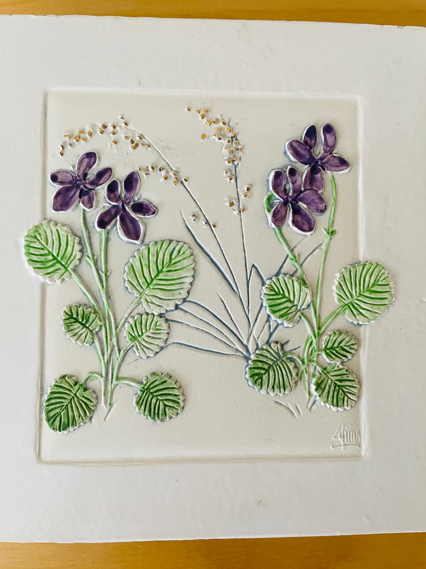 Jie Gantofta/Ji.Gantofta/Ceramic Plaque/Viola Flowers/