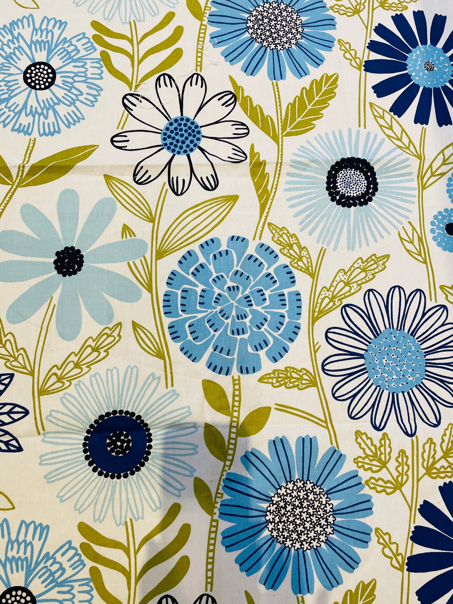 北欧ヴィンテージ/ファブリック生地/Almedahls/アルメダールス/ブルーのお花/236cm x 152cm