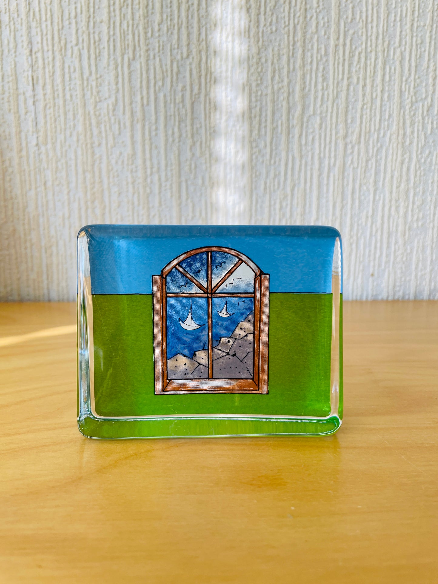 iittala/イッタッラ/helja Liukko-Sundström/ヘルヤ.リウッコ-スンストローム/ガラスカード/窓から見える夏の海