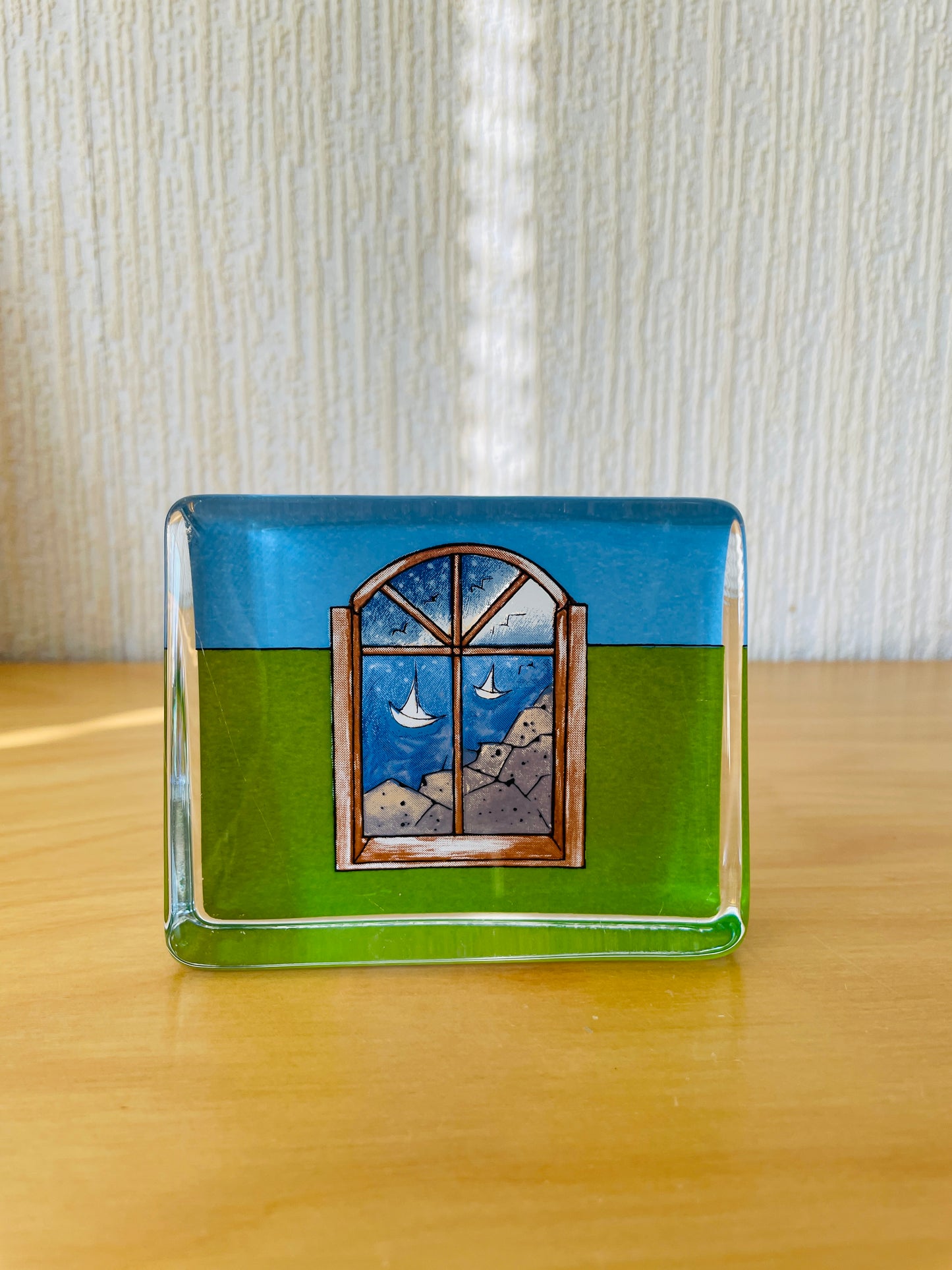 iittala/イッタッラ/helja Liukko-Sundström/ヘルヤ.リウッコ-スンストローム/ガラスカード/窓から見える夏の海