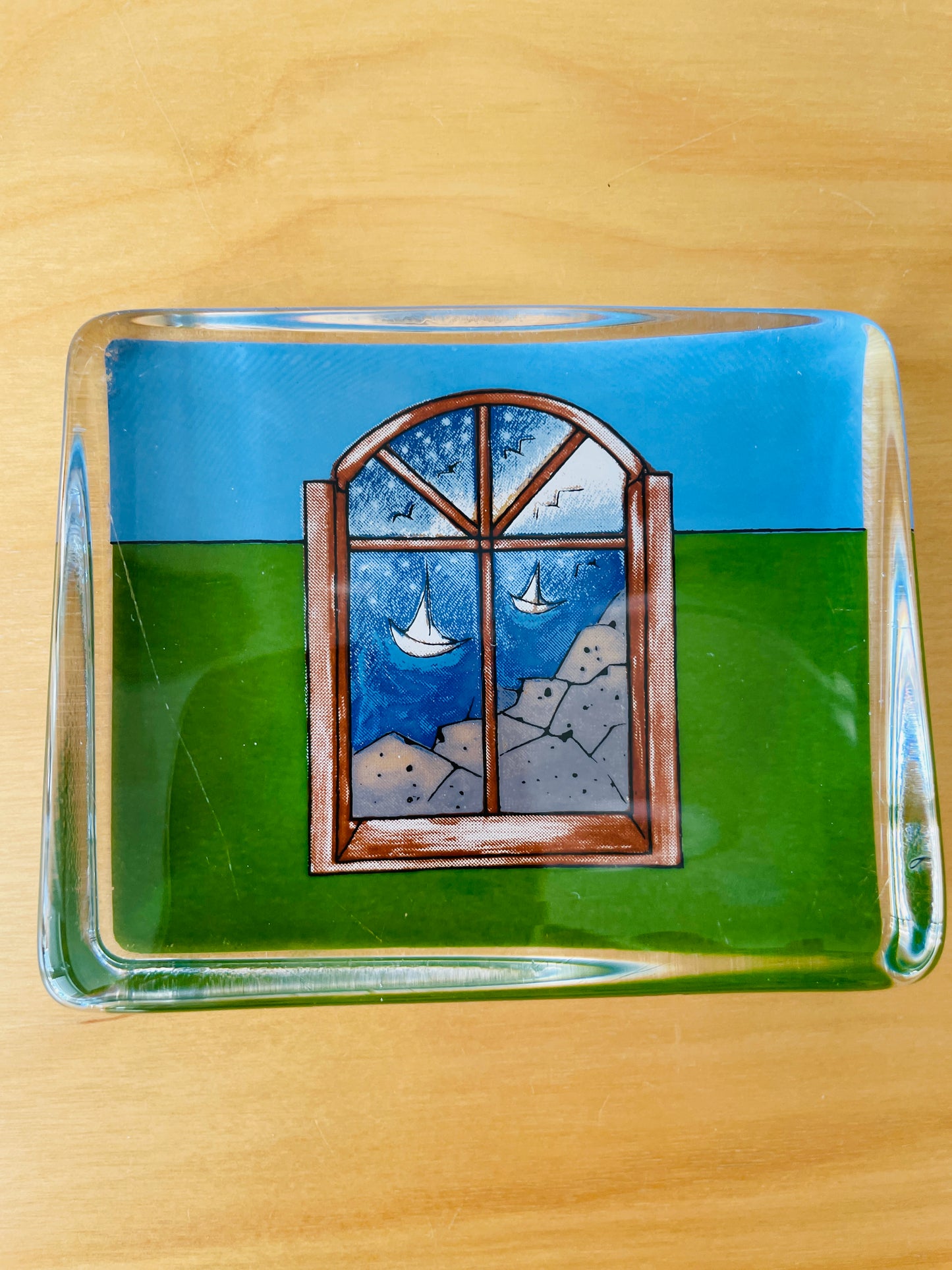iittala/イッタッラ/helja Liukko-Sundström/ヘルヤ.リウッコ-スンストローム/ガラスカード/窓から見える夏の海
