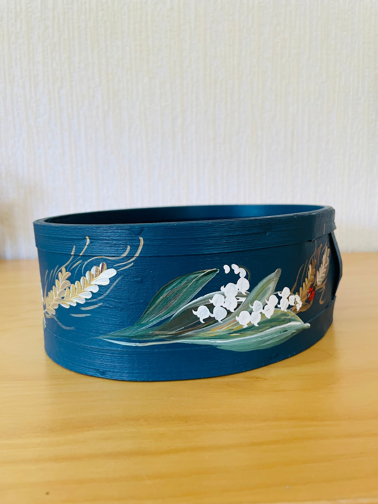 北欧ヴィンテージ/Spånkorg/スポンコリ/ペイント/スズランと麦の穂