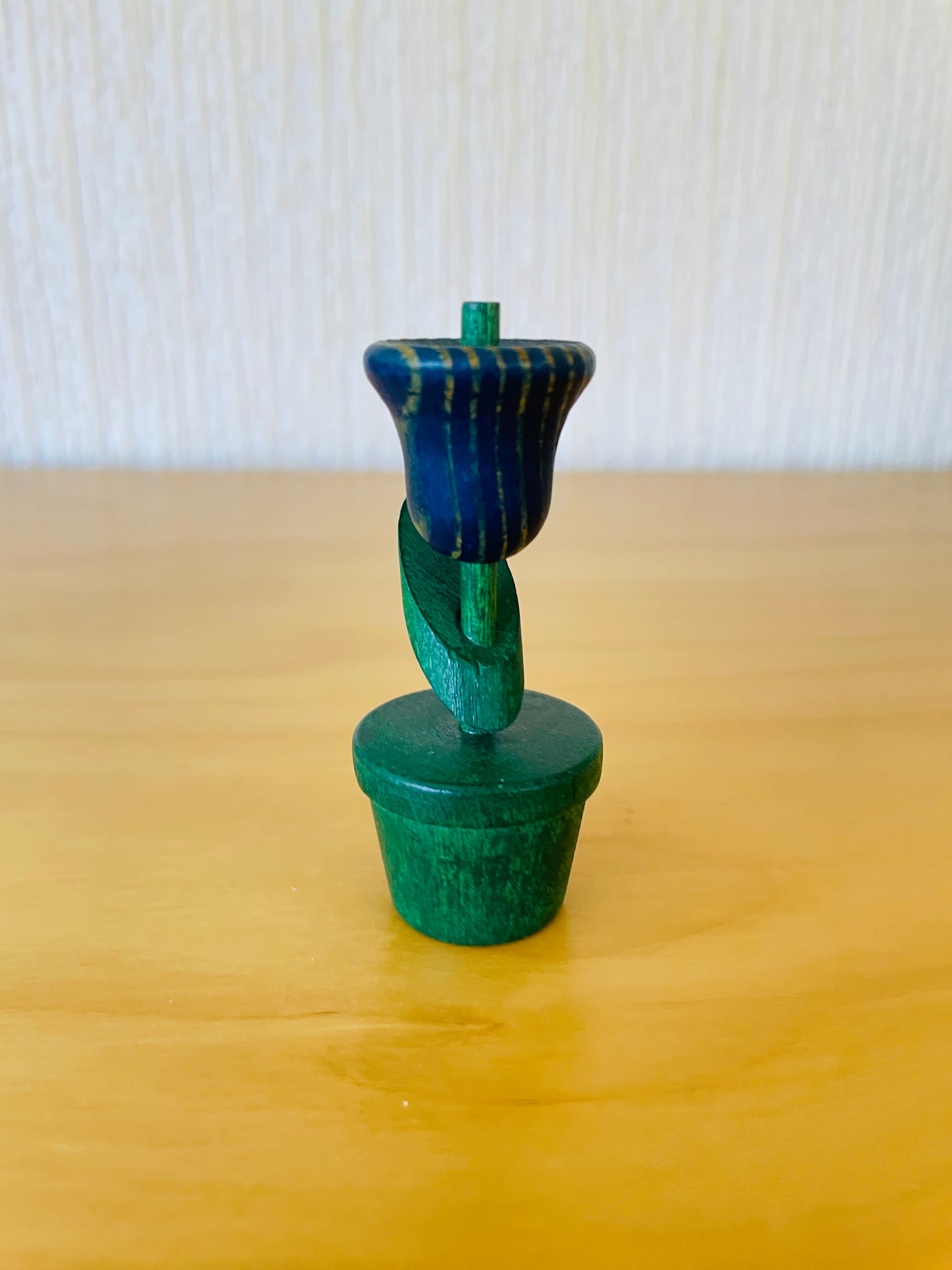 Aarikka/アーリッカ/チューリップのオブジェ/木製/ブルーxグリーン