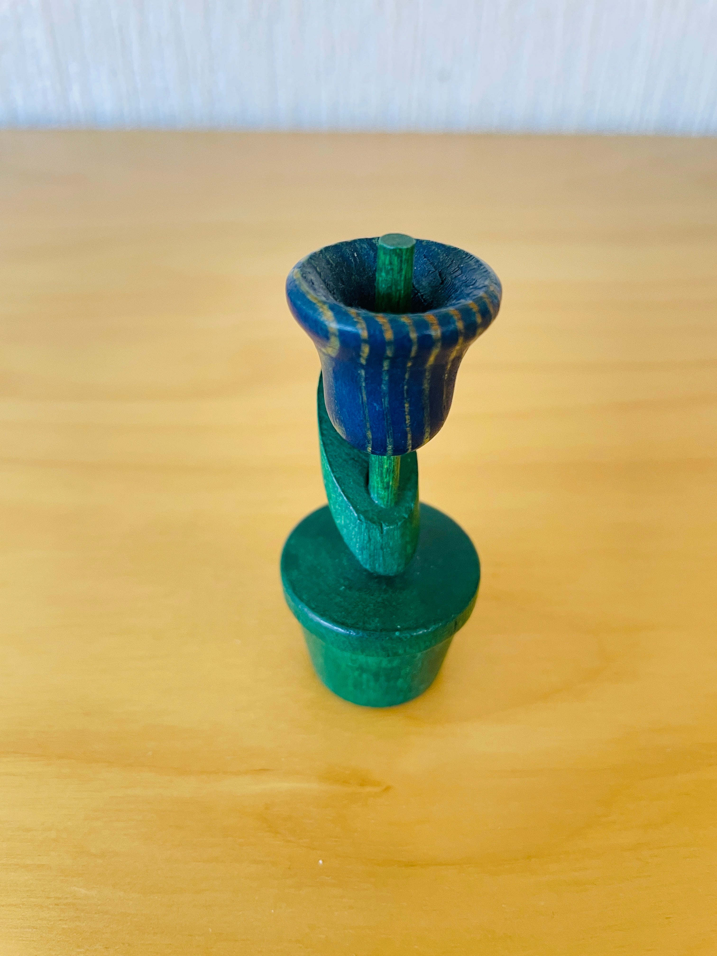 Aarikka/アーリッカ/チューリップのオブジェ/木製/ブルーxグリーン