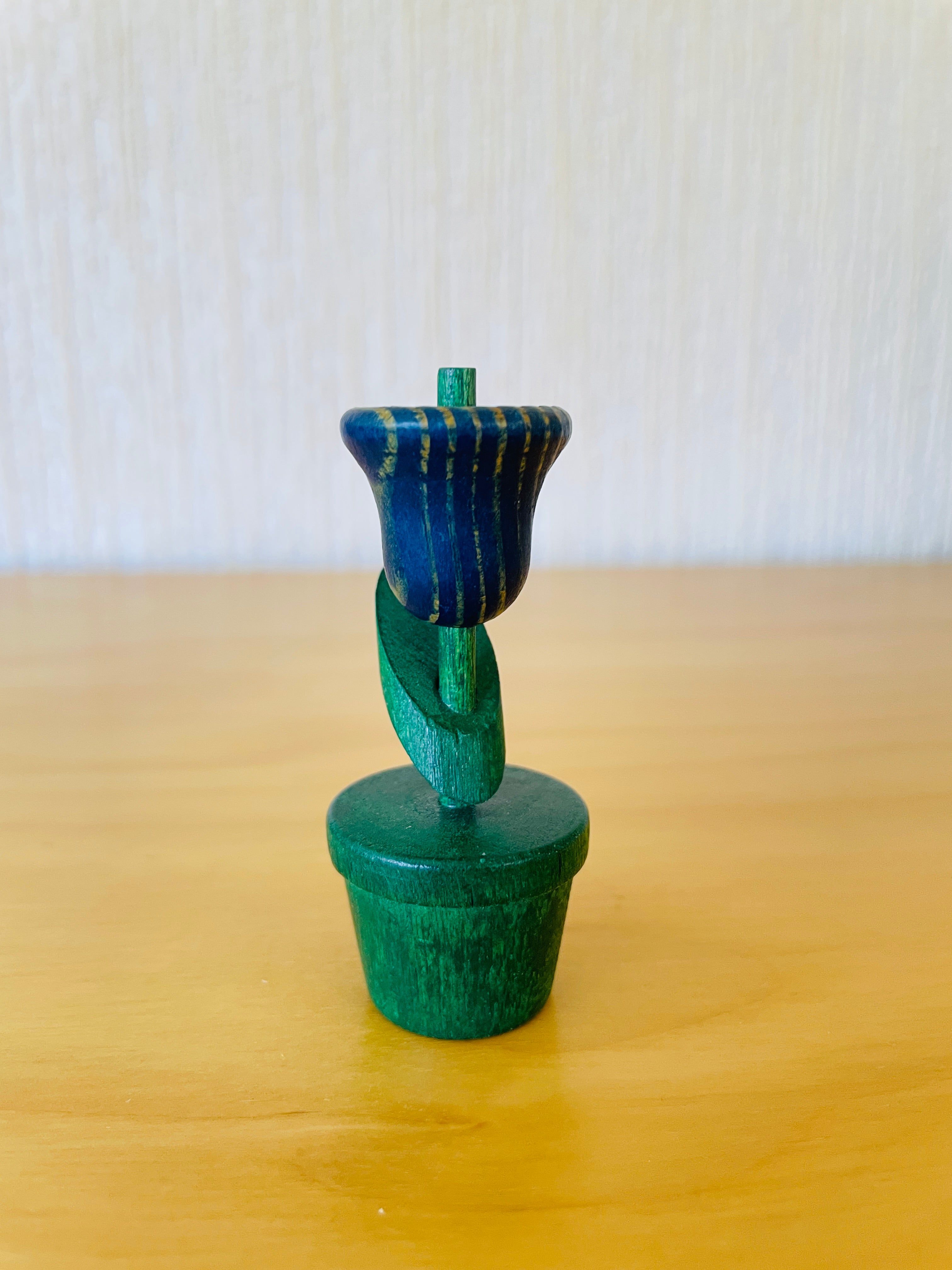 Aarikka/アーリッカ/チューリップのオブジェ/木製/ブルーxグリーン