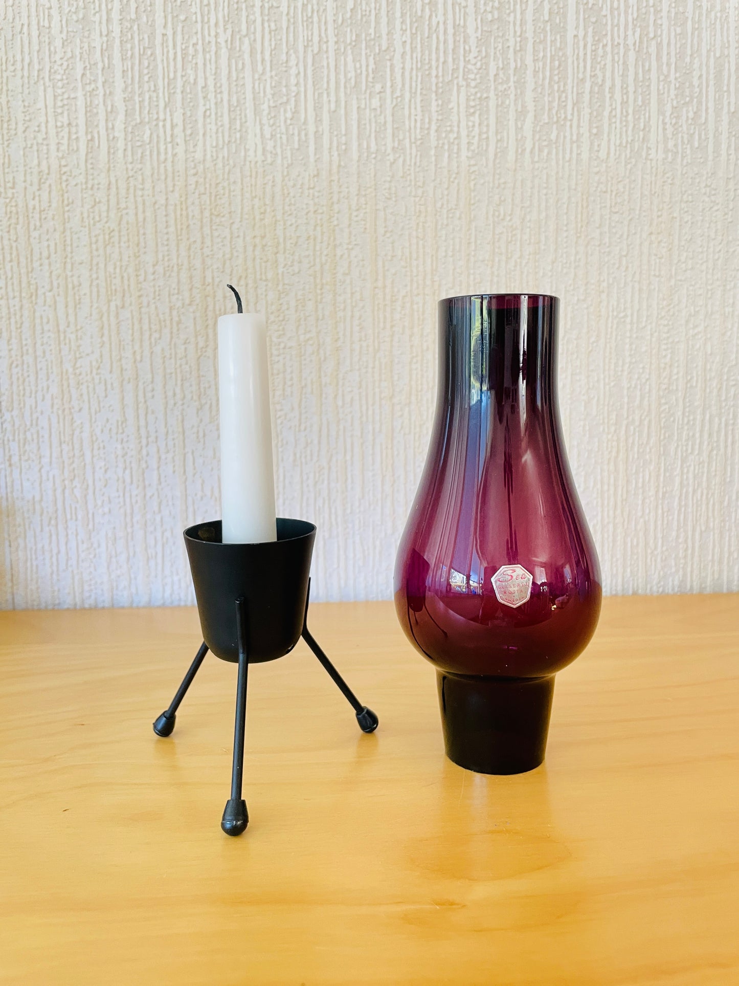 Sea Glas/シーアガラス工房/ガラスとメタルのキャンドルスタンド/パープル