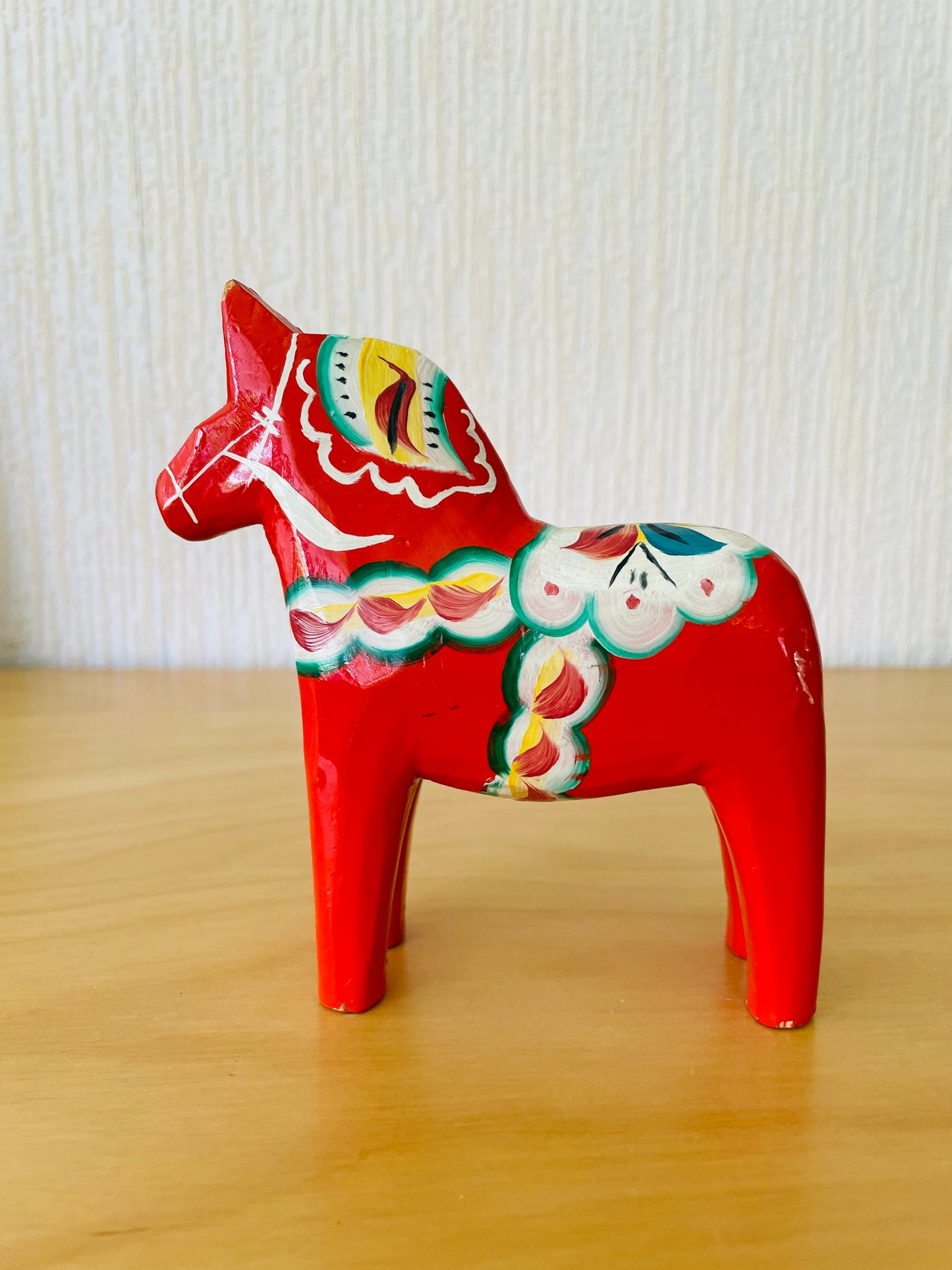 Äkta Dalahäst/ダーラナ地方の手工芸品/Nusaäs/ヌーサネース/ヴィンテージ/ダーラホース/レッド/13cm