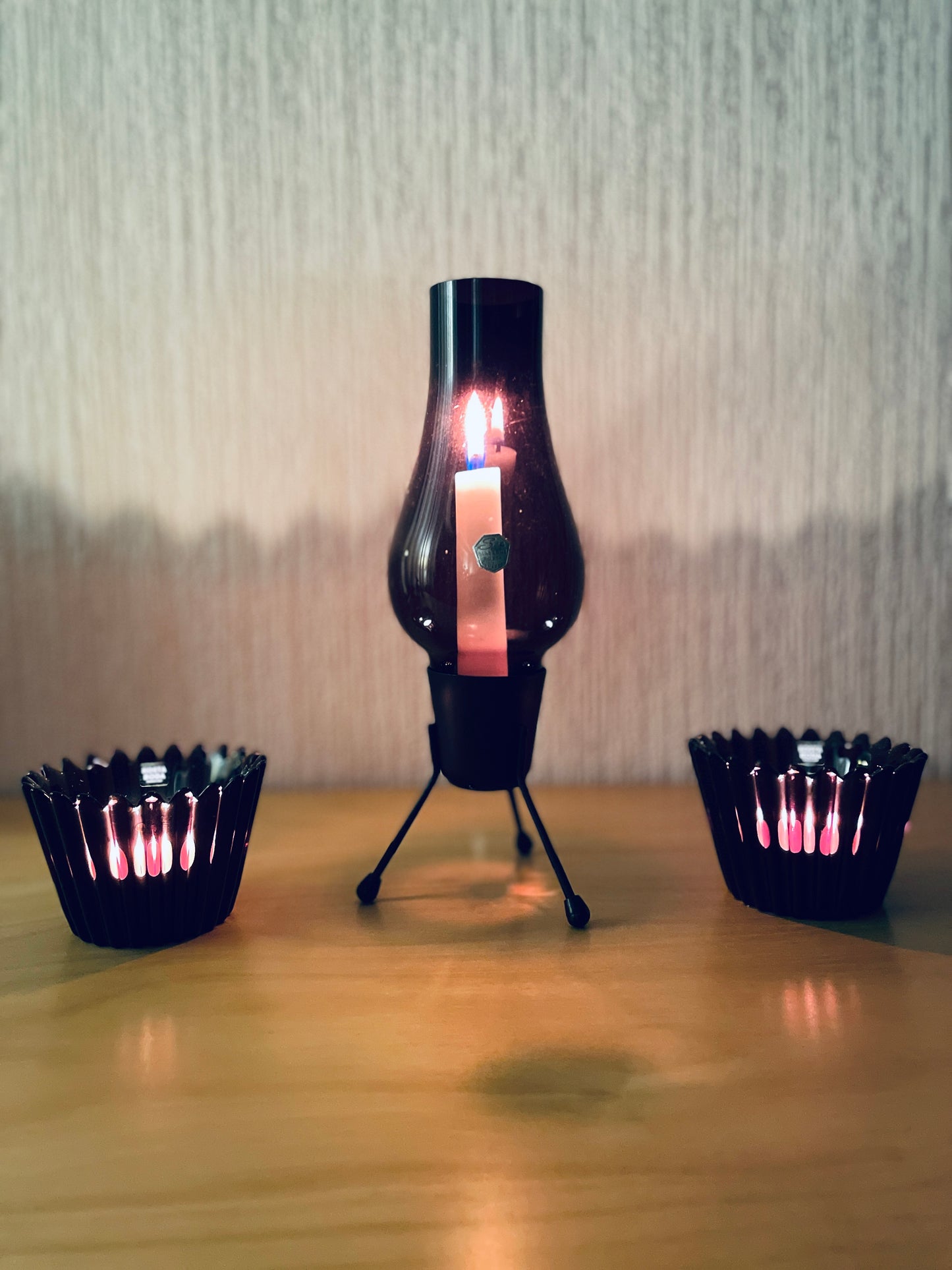 Sea Glas/シーアガラス工房/ガラスとメタルのキャンドルスタンド/パープル