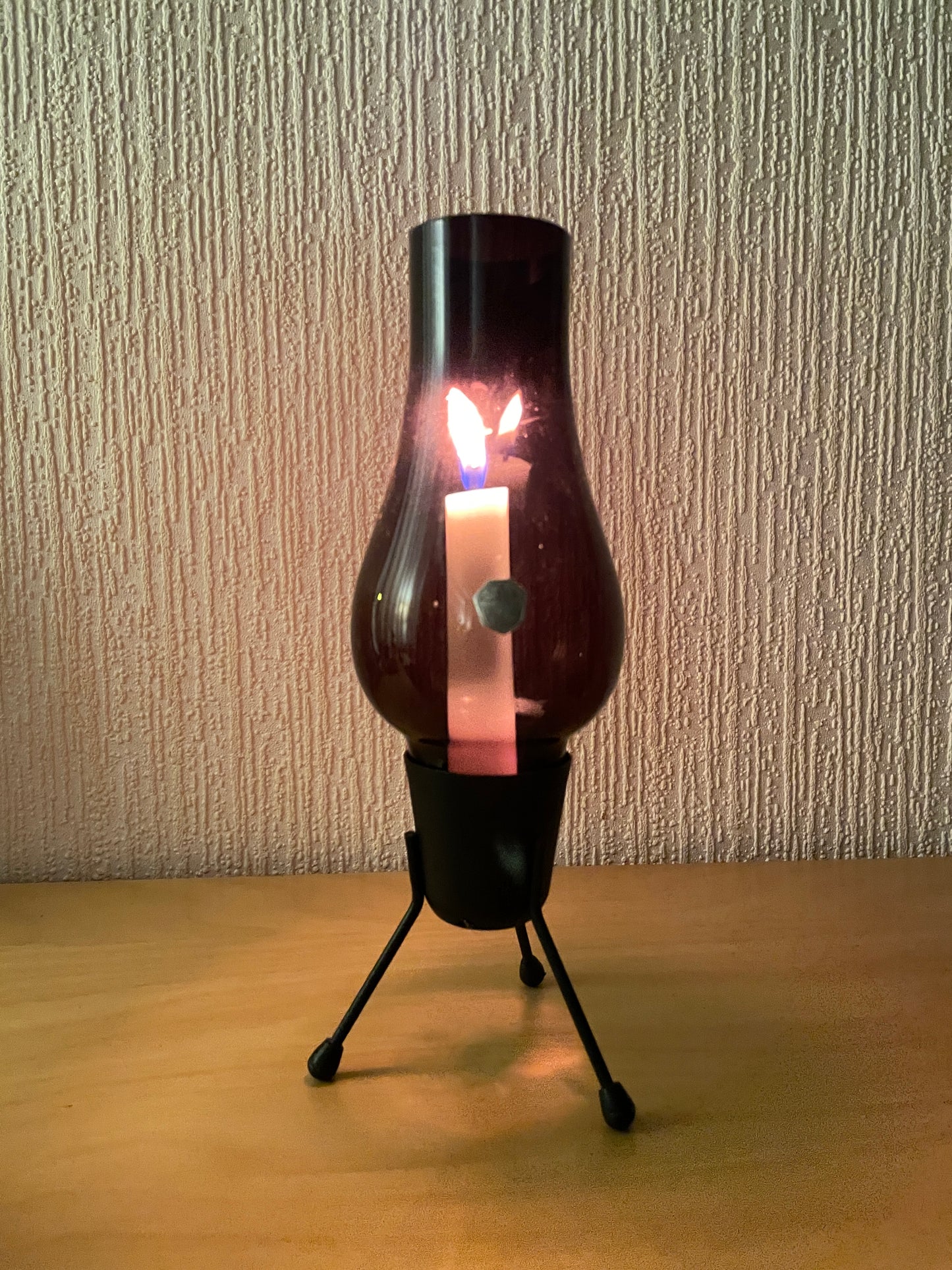 Sea Glas/シーアガラス工房/ガラスとメタルのキャンドルスタンド/パープル