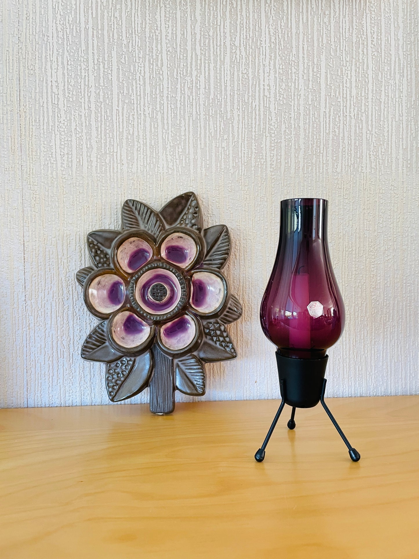 Sea Glas/シーアガラス工房/ガラスとメタルのキャンドルスタンド/パープル