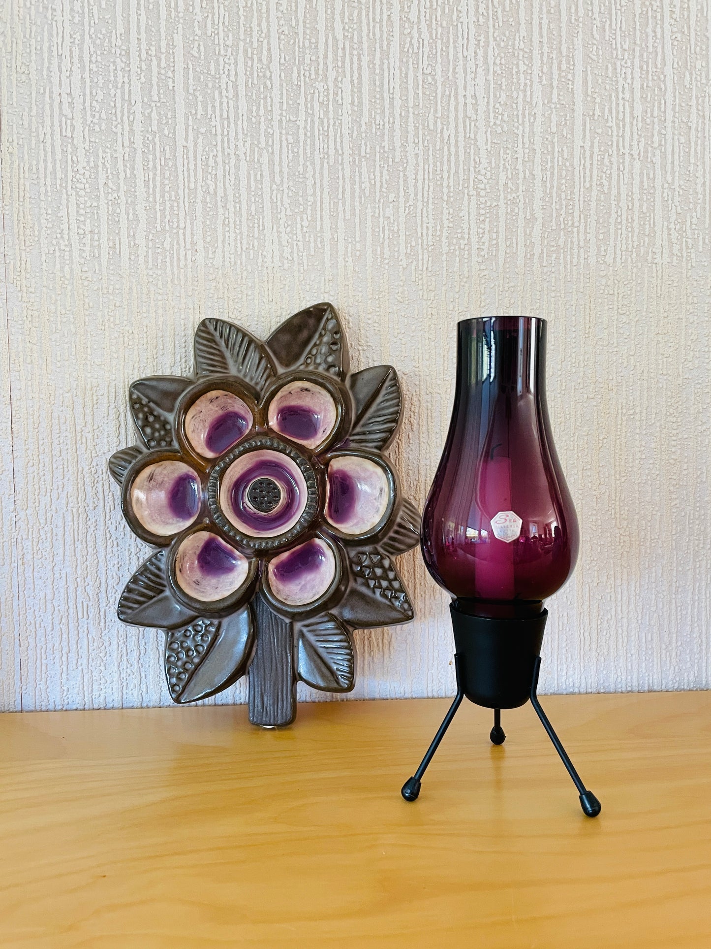 Uppsala Ekeby/ウプサラエケビーI/rma Yourstone/イルマ.ユーストーン/Bromma/お花の陶板/パープル