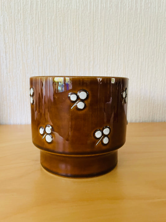 Rörstrand/ロールストランド/Sylvia Leuchovius/シルビア.レウショヴィウス/フラワーポット/薄めブラウン