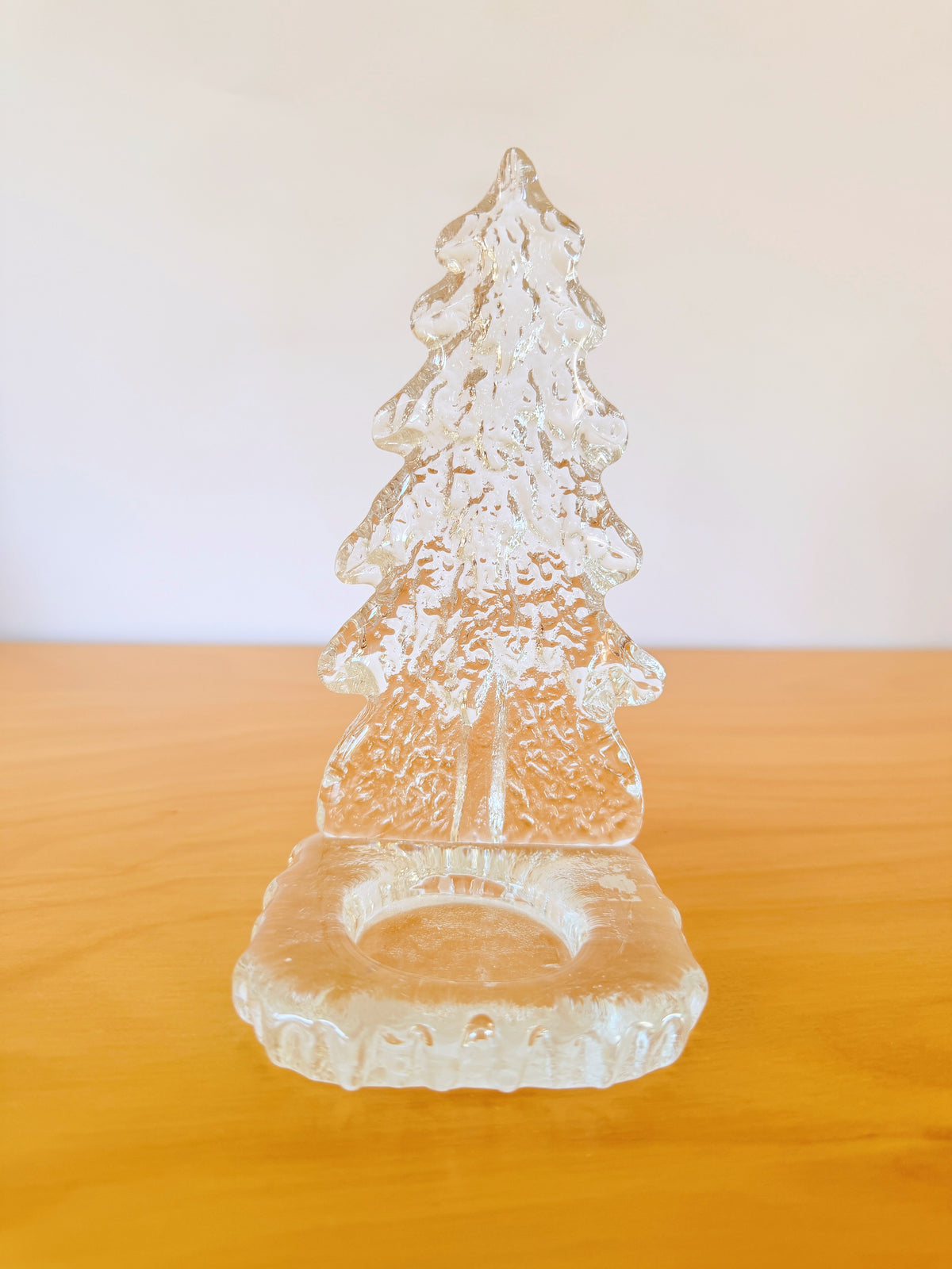 北欧のクリスマス/Nybro Glass/ニーブローガラス工房/キャンドルホルダー/モミの木/クリア