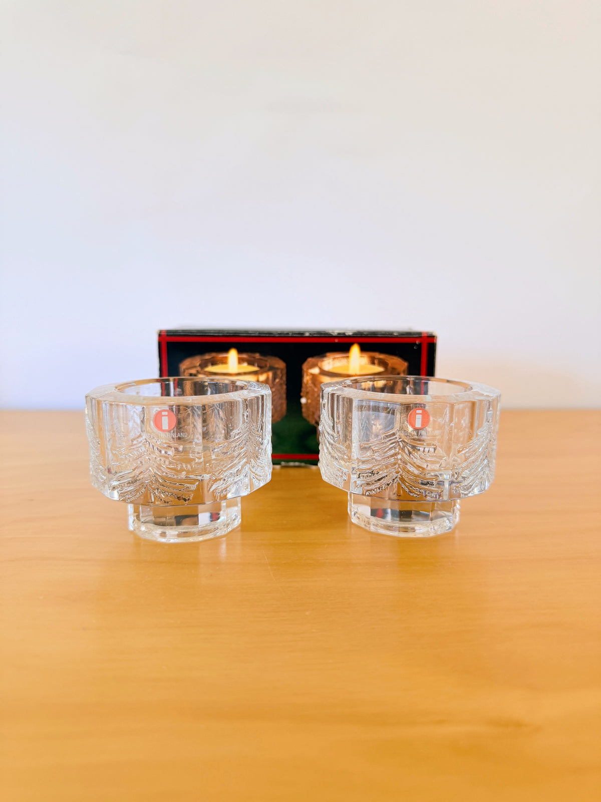iittala/Iittala/Kuusi/Kuusi/ljushållare/set om 2/nyskick, i originalkartong