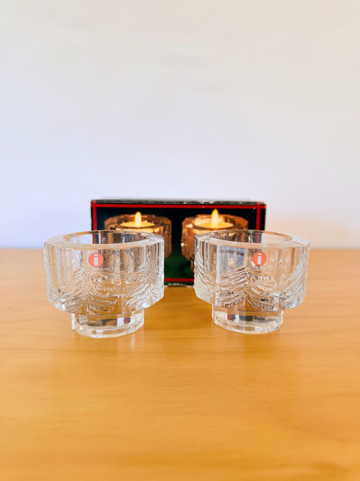 iittala/Iittala/Kuusi/Kuusi/ljushållare/set om 2/nyskick, i originalkartong