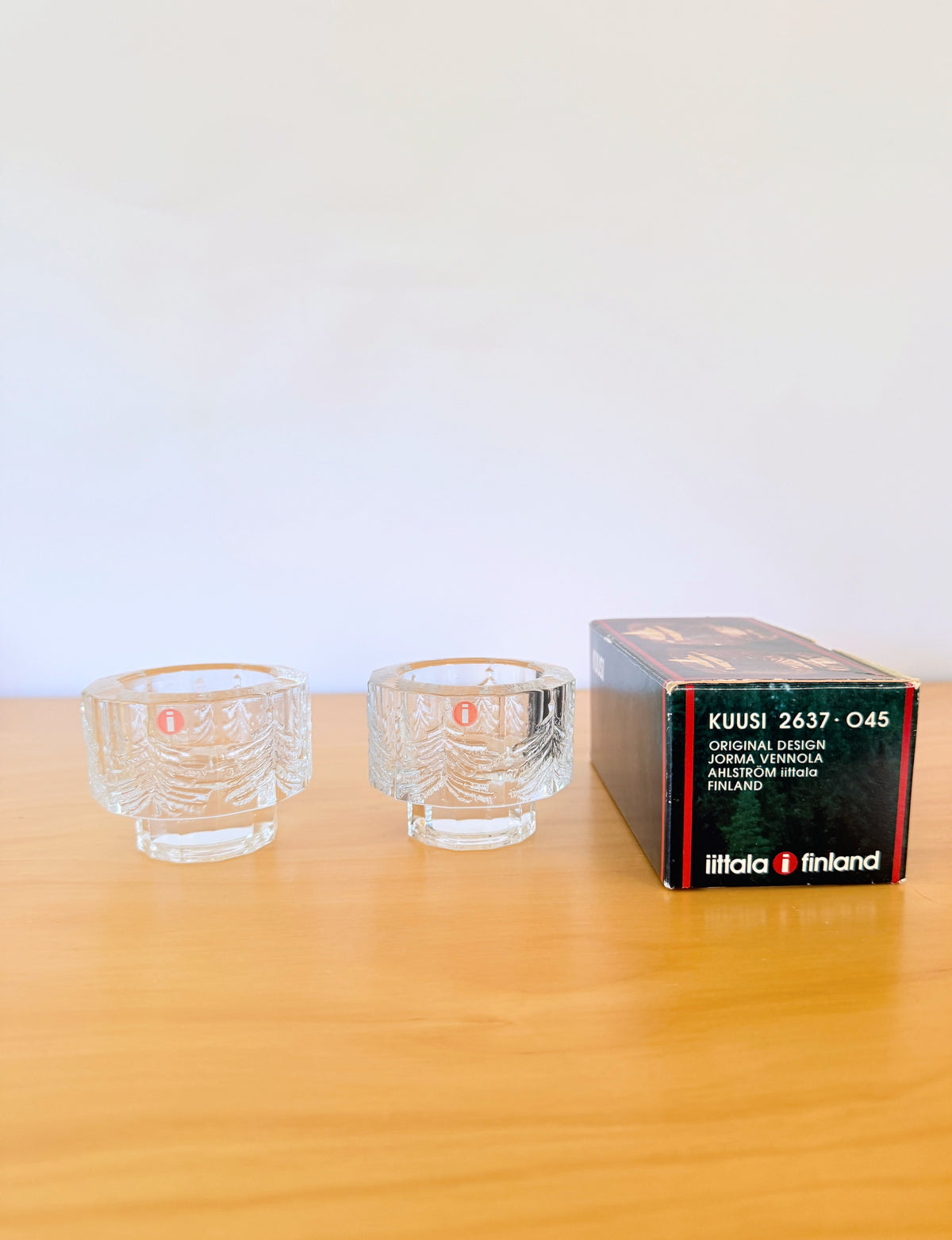 iittala/Iittala/Kuusi/Kuusi/ljushållare/set om 2/nyskick, i originalkartong