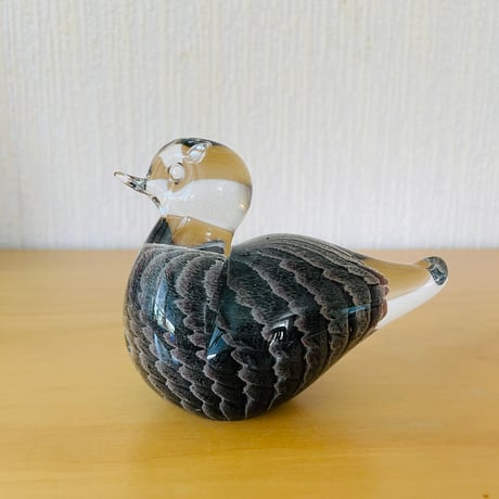 北欧ヴィンテージガラス/FM Konstglas/クリスタルガラスのオブジェ/水鳥