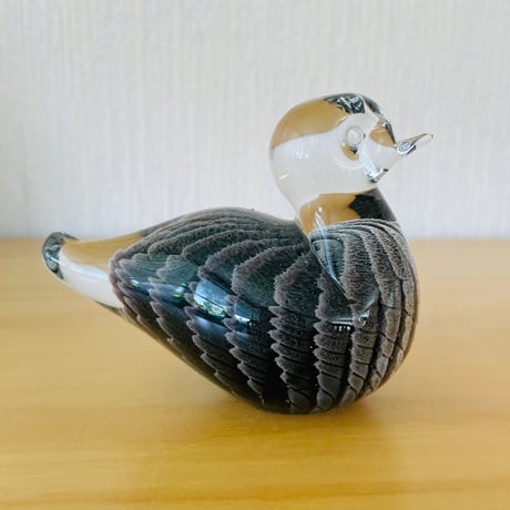 北欧ヴィンテージガラス/FM Konstglas/クリスタルガラスのオブジェ/水鳥