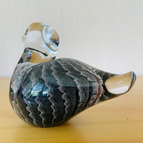 北欧ヴィンテージガラス/FM Konstglas/クリスタルガラスのオブジェ/水鳥