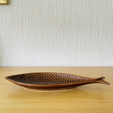 Gustavsberg/グスタフスベリ/Stig Lindberg/ステイグリンドベリ/Fladen/フイッシュプレート/ブラウン/30cm