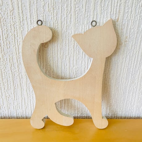 北欧ヴィンテージ/レトロ可愛いネコの鍵掛けボード/白ネコちゃん