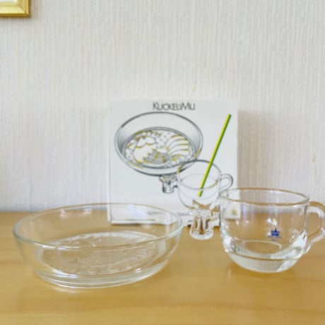 Royal Krona/ローヤルクローナ/Lisa Larson/リサ.ラーソン/KuckeliMu/クッケルムー/Barn Servisen/子供用ガラスのマグ&ボウルのセット/新品未使用品