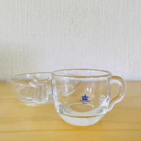 Royal Krona/ローヤルクローナ/Lisa Larson/リサ.ラーソン/KuckeliMu/クッケルムー/Barn Servisen/子供用ガラスのマグ&ボウルのセット/新品未使用品