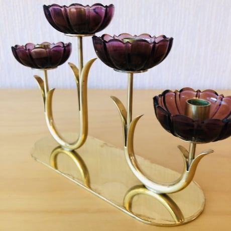 Ystad Metall/イースタッドメタル/Gunnar Ander/グンナ.アンダー/4りんのお花のキャンドルスタンド/パープル